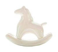 PETSOLA Statue Cheval à Bascule Sculpture Ornement Céramique Figurine Décorative Artisanat Convient Décoration d'animaux Bureau Chambre, Blanc