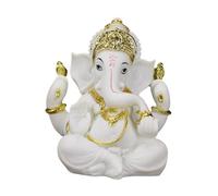 PETSOLA Statue du Seigneur, Figurine, Pièce d'art Décorative, Figurine D'éléphant, Sculpture de Bouddha pour Décoration de Voitu, Blanc