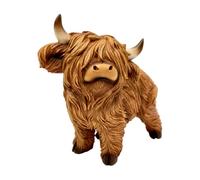 PETSOLA Statue Vache Scoish Cornes Crbes Naturel Décoration Vache Scoish Économe en Espace, Bureau, Marron