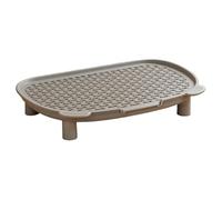 PETSOLA Tabouret avec Pédale, Double Paroi, Facile à Nettoyer, pour Chats de Petite et Grande Taille et Chats âgés, Bac à Litière Creux, Gris