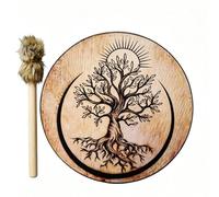PETSOLA Tambour Décoratif à Cadre Instrument à Main Décor d'Intérieur en Contreplaqué et Polyester Esthétique Arbre Sacré et Lune Adapté aux, Life Tree
