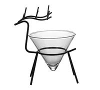 PETSOLA Tasse En Verre Transparent et Réutilisable avec Motif Cerf, Idéale Comme Cadeau de Pendaison de Crémaillère Ou pour Le Élégante et, noir