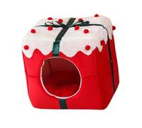 PETSOLA Tente de Noël pour Chat, Abri-Grotte pour Animaux de Compagnie, Semi-fermé, Lavable, Confortable, Lit pour Chat D'intérieur, Nid pour Chat