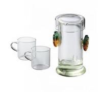 PETSOLA Théière En Verre avec Infuseur Multifonctionnel Théière Artisanal En Verre Design Élégant Service à Thé avec Filtre pour Bureau, 190ML, VerreFeuille2PC