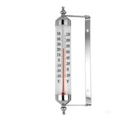 PETSOLA Thermomètre Mural Décoratif Extérieur Support Métallique Résistant aux Intempéries Cadran Transparent à Double Échelle Centigra Fahrenheit pour Fixation sur Mur Clôture Poteau Dans