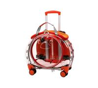 PETSOLA Transporteur Transparent à roulettes Caisse Roulante Pratique Valise pour Visites Au Cabinet du Vétérinaire, Orange