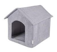 Petsona Niche pour Chien avec Matelas Tissu Côtelé Fond Antidérapant Toit Zippé, Gris Foncé,XL