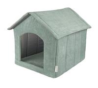 Petsona Niche pour Chien avec Matelas Tissu Côtelé Fond Antidérapant Toit Zippé, Vert,XL