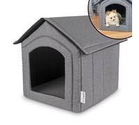 Petsona Niche pour Chien Lit pour Chat Animal Pliable avec Toit Amovible Lit De Grotte Animal De Compagnie Couchage Taille M, Gris