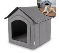 Petsona Niche pour Chien Lit pour Chat Animal Pliable avec Toit Amovible Lit De Grotte Animal De Compagnie Couchage Taille XXL, Gris