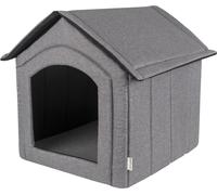 Petsona niche pour chien niche pour chien pliable avec toit amovible niche pour chien tanière pour chat tanière pour animaux de compagnie lieu de couchage taille L, gris/médaillons
