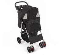 Petsona Poussette Pour Chien Pliable Confort Urbain Léger Avec Panier Rangement, Noir,UNI