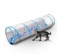 Petsona Tunnel pour Animaux Les Chats Et Les Chiens avec 100 Balles Colorées Pliable Jouet pour Animaux De Compagnie Idéal pour Intérieur Et Extérieur, Gris-Bleu:Baby Blue/Bleu/Perle