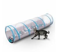Petsona Tunnel pour Animaux Les Chats Et Les Chiens avec 100 Balles Colorées Pliable Jouet pour Animaux De Compagnie Idéal pour Intérieur Et Extérieur, Gris-Bleu:Gris/Blanc/Turquoise