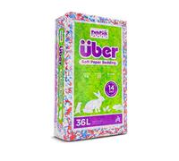 PETSPICK Uber Litière en Papier Souple pour Petits Animaux, confettis Rouges, Blancs et Bleus, 36 L