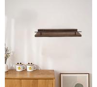 PETSTIBLE Étagère murale en bois de pin avec barre anti-chute Blanc 40 cm | Barre de sécurité anti-chute, design mural, maximise l'espace vertical, s'adapte à la chambre ou au bureau