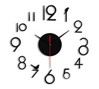 PETSTIBLE Horloge murale 3D sans cadre silencieuse à faire soi-même - Numéro d'horloge murale - Autocollants muraux - Décoration d'intérieur pour votre chambre à coucher, salon - Noir
