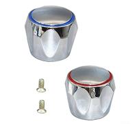 PETSTIBLE Poignée de robinet, 2 pièces de rechange pour robinets chauds et froids, cache-têtes en métal chromé