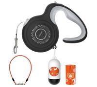 Petsuper FL02-Kits Laisse rétractable pour chien avec câble anti-mastication et distributeur de sacs à déchets (noir, FL02-Kits)