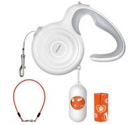 Petsuper Laisse extensible pour chien avec câble résistant aux morsures et distributeur de sacs à déjections canines (blanc, kits PL02)