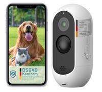 PetTec® Cam Free - Caméra pour Animaux de Compagnie sans Fil avec App [sans ABONNEMENT] - Caméra pour Chats et Chiens Intérieur/Extérieur - Pet Cam avec Détection de Mouvement et Fonction Vocale