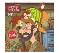 Pettersson und Findus 2027: Wandkalender 30x30 cm (30x60 cm geöffnet) mit Notizkalendarium, 12 Illustrationen und Extra Poster