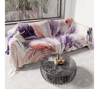 Petti Artigiani Italia - Housse de canapé en Microfibre 500 x 270 cm, Motif Palma Lilas | Multifonction pour canapés, Couvre-lit et Couvre-Table | Serviette de Protection Lavable