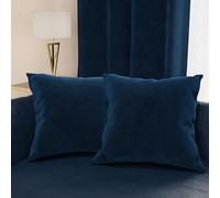 PETTI Artigiani Italiani - 2 Coussins Canapé en Velours avec Remplissage, Housses de Coussin pour Chambre, Coussins Décoratifs en Velours avec Housse à Sac, Bleu Foncé 2 Pièces - 80x80 cm