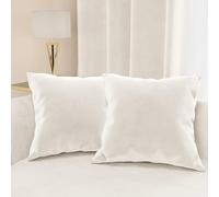 PETTI Artigiani Italiani - 2 Coussins Canapé en Velours avec Remplissage, Housses de Coussin pour Chambre, Coussins Décoratifs en Velours avec Housse à Sac, Blanc Cassé 2 Pièces - 50x30 cm