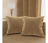 PETTI Artigiani Italiani - 2 Coussins Canapé en Velours avec Remplissage, Housses de Coussin pour Chambre, Coussins Décoratifs en Velours avec Housse à Sac, Taupe 2 Pièces - 50x30 cm