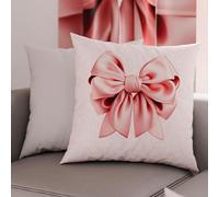 PETTI Artigiani Italiani - 2 Taies d’Oreiller 45x45 cm en Microfibre, Coussins Décoratifs Chambre, Salon, Lot de 2 Housses de Coussin, Taie Nœud Rose, 100% Made in Italy