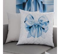 PETTI Artigiani Italiani - 2 Taies d’Oreiller 45x45 cm en Microfibre, Coussins Décoratifs Chambre, Salon, Lot de 2 Housses de Coussin, Taie Nœud Bleu Ciel, 100% Made in Italy