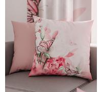 PETTI Artigiani Italiani - 2 Taies d’Oreiller 45x45 cm en Microfibre, Coussins Décoratifs Chambre, Salon, Lot de 2 Housses de Coussin, Taie Roses Papillons, 100% Made in Italy