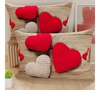 PETTI Artigiani Italiani - 2 Taies d’Oreiller 50x30 cm en Microfibre, Coussins Décoratifs Chambre, Salon, Lot de 2 Housses de Coussin, Taie Cœur, 100% Made in Italy