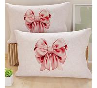 PETTI Artigiani Italiani - 2 Taies d’Oreiller 50x70 cm en Microfibre, Coussins Décoratifs Chambre, Salon, Lot de 2 Housses de Coussin, Taie Nœud Rose, 100% Made in Italy