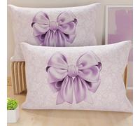 PETTI Artigiani Italiani - 2 Taies d’Oreiller 50x70 cm en Microfibre, Coussins Décoratifs Chambre, Salon, Lot de 2 Housses de Coussin, Taie Nœud Lilas, 100% Made in Italy