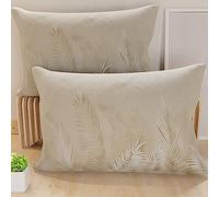 PETTI Artigiani Italiani - 2 Taies d’Oreiller 50x70 cm en Microfibre, Coussins Décoratifs Chambre, Salon, Lot de 2 Housses de Coussin, Taie Feuille Taupe, 100% Made in Italy