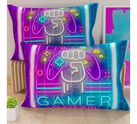 PETTI Artigiani Italiani - 2 Taies d’Oreiller 50x70 cm en Microfibre, Coussins Décoratifs Chambre, Salon, Lot de 2 Housses de Coussin, Taie Gamer, 100% Made in Italy