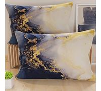 PETTI Artigiani Italiani - 2 Taies d’Oreiller 60x40 cm en Microfibre, Coussins Décoratifs Chambre, Salon, Lot de 2 Housses de Coussin, Taie Marbre 08, 100% Made in Italy
