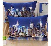 PETTI Artigiani Italiani - 2 Taies d'oreiller 50x80 cm en Microfibre, Coussins Décoratifs Chambre, Salon, Lot de 2 Housses de Coussin, Taie New York, 100% Made in Italy