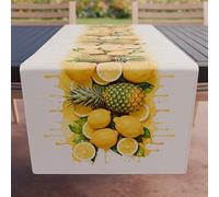 PETTI Artigiani Italiani - Accessoires Textiles de Cuisine, Chemin de Table élégant 40 x 140 cm en Microfibre, Nappe de Table en Impression numérique Citrons et Ananas, 100 % Made in Italy