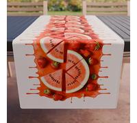 PETTI Artigiani Italiani - Accessoires Textiles de Cuisine, Chemin de Table élégant 40 x 140 cm en Microfibre, Nappe de Table imprimée numérique pastèques, 100 % fabriquée en Italie