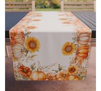 Petti Artigiani Italiani - Accessoires Textiles de Cuisine, Chemin de Table élégant 40 x 140 cm en Microfibre, Nappe de Table en Impression numérique Citrouille Citrouille, Halloween, 100% fabriqué