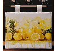 PETTI Artigiani Italiani - Accessoires Textiles de Cuisine, Couvre-Four 40 x 50 cm en Microfibre, Couvre-Four Moderne en Impression numérique Citrons et Ananas, 100% fabriqué en Italie