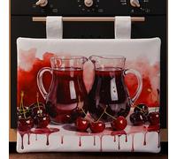 PETTI Artigiani Italiani - Accessoires Textiles de Cuisine, Couvre-Four 40 x 50 cm en Microfibre, Couvre-Four Moderne en Impression numérique Cerises, 100% fabriqué en Italie