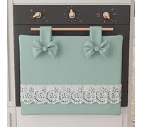 PETTI Artigiani Italiani - Cache-Four avec Dentelle de Saint-Gall, Housse de Four Tissu en Coton, 50x42 cm, Vert d'eau, Accessoires De Cuisine 100% Fabriqué en Italie