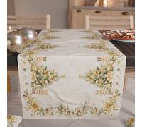 Petti Artigiani Italiani - Chemin de Table de Noël 140 x 40 cm - Élégant Noël doré