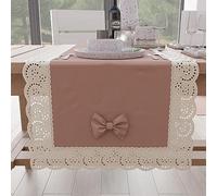 PETTI Artigiani Italiani - Chemin De Table Rectangulaire Tissu avec Dentelle de Saint-Gall, Cheminée De Table en Coton 40x140 cm, Saumon, Accessoires De Cuisine 100% Made in Italy