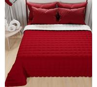 PETTI Artigiani Italiani - Couette 1,5 Places Reversible 220x260 cm en Microfibre, Couvre-lit Printemps, Couverture Réversible, Beige Bordeaux, 100% Fabriqué en Italie