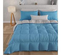 PETTI Artigiani Italiani - Couette Chaude Hiver 160x260 Bicolore CielGris, Double Face, Couette pour lit 1 Personnes, en Microfibre 300g/m², Made in Italy